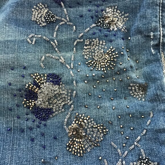 Torrid Premium Jeans Women 18 Blue Mid Rise Beaded Floral Stretch Preppy 17974 - Picture 11 of 15